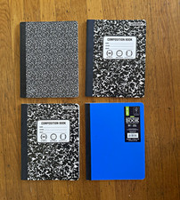 Unison Composition Books Lot of 4 Marble/Blue Wide Ruled 80 Sheets 9.75x7.5