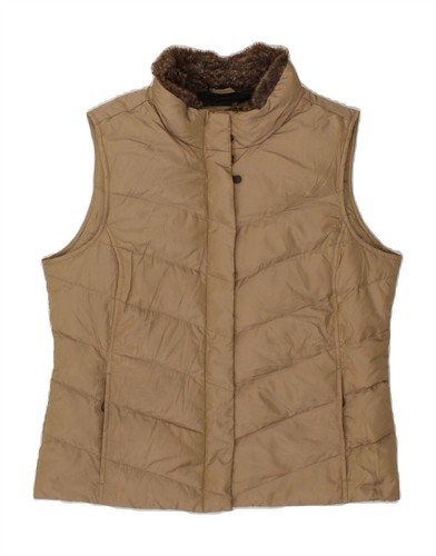 EDDIE BAUER Womens Padded Gilet UK 16 Large Beige Nylon CQ56