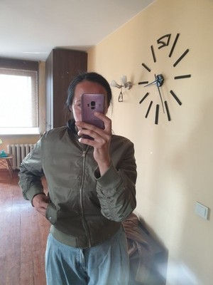FB Sister Khaki Cropped Bomber Jacket Women Size M Lightweight Spring Summer New