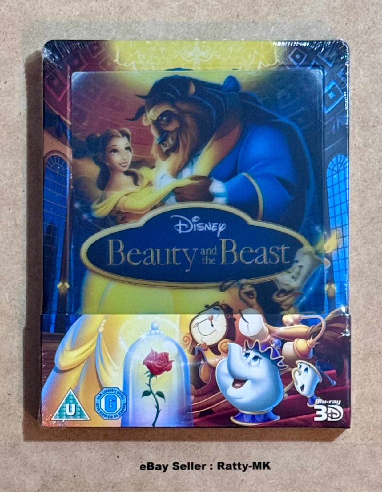 BEAUTY AND THE BEAST (1991) - UK EXCLUSIVE LENTICULAR 3D BLU RAY STEELBOOK - NEW