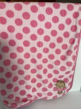 Carter's CHILD of MINE Pink Polka Dot Monkey Baby Blanket Lovey Plush Sherpa