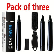 3X Waterproof Beard Filler Pencil Pen Mustache Eyebrow Brush Grooming Kit