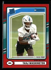 Tahj Washington 2024 Donruss #346 Press Proof Red Rated Rookie Miami Dolphins RC