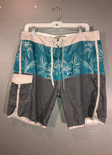 Vintage Ron Jon Surf Shop Board Shorts Blue Gray Size 34 Beach Vacation