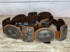 BROWN  GATOR  LEATHER  CONCHO  BELT