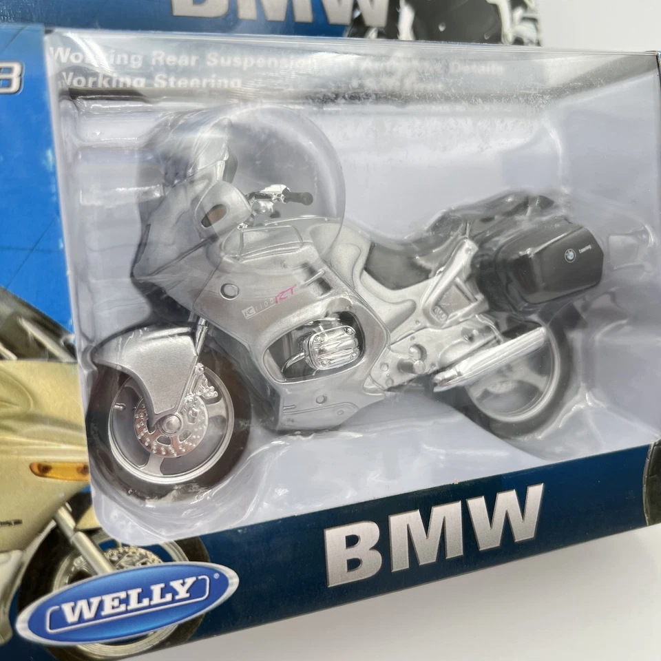 Welly BMW K1100RT Moto Die Cast Modelo 1:18 Plateado Detalles Auténticos Nuevo en Caja Foto 2 de 4