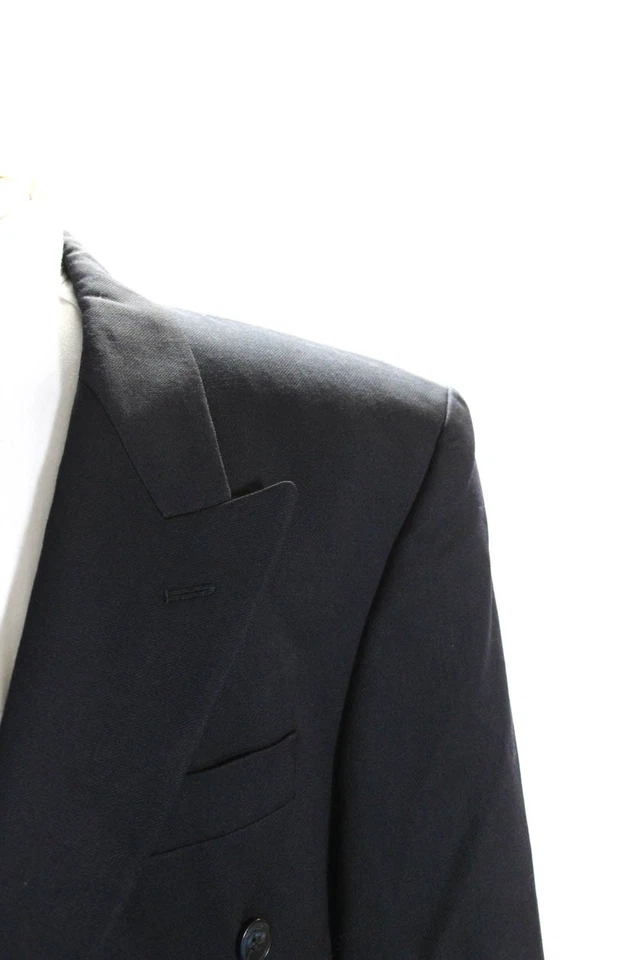 Куртка блейзер мужская Marks & Spencer двубортная с заостренными лацканами темно-синяя размер 42R - Изображение 2 из 4