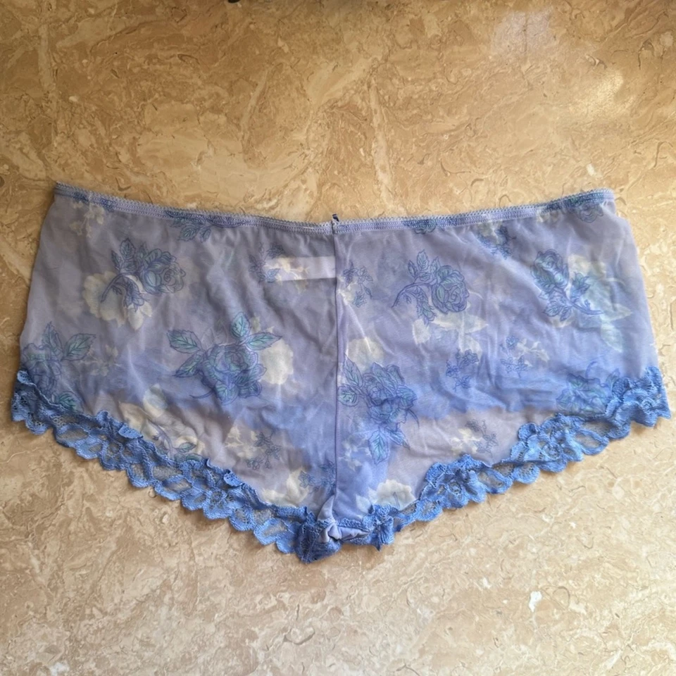 Gilligan & O’Malley Sheer Blue Floral Rose Mesh Lace Panty Brief 9 XL NWOT - Image 2 of 2