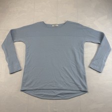 WoolOvers Merino Wool Cashmere Sweater Womens M Blue Lightweight Knit