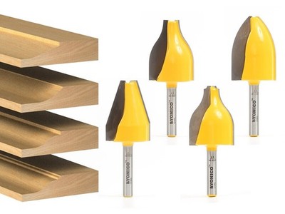 YONICO Router Bits Raised Panel Vertical Set 4 Bit 1/4-Inch Shank 0.25 inches 