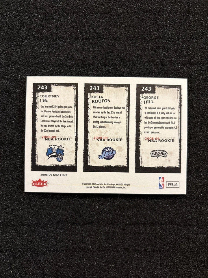 2008-09 Fleer - George Hill, Courtney Lee, Kosta Koufos #243 (RC) - Image 2 of 2