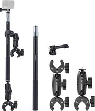 360 Camera Motorcycle Mount Kit - Selfie Stick 17-43' with 360 Handlebar Clamp