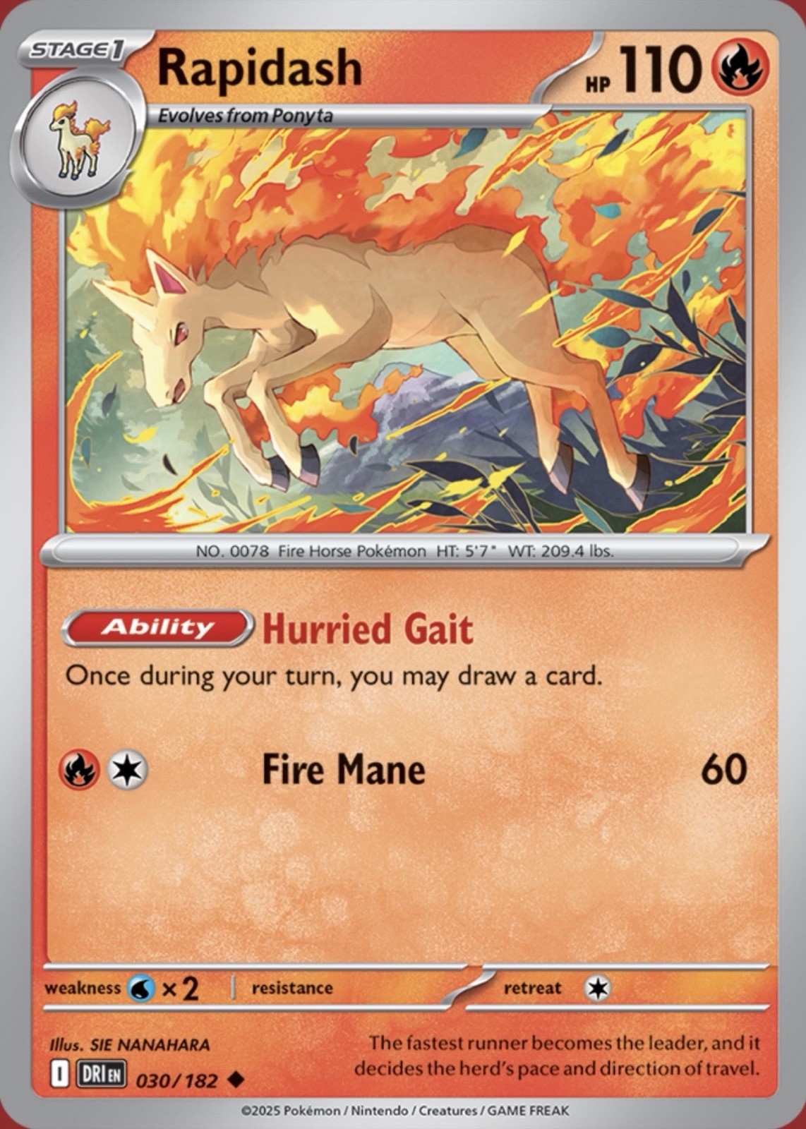 Rapidash 030/182 Pokémon SV0: Destined Rivals Uncommon Regular 2025 NM
