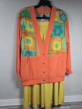 silky City Girl by Nancy Bolen Jacket  Skirt Set Grannycore springtime 2 piece