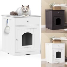 Wooden Pet House Cat Litter Box Enclosure Side Table Pet Crate Cat Nightstand