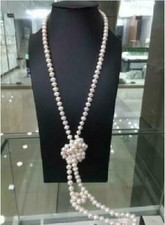 48"L 8-9mm AAAA perfect Akoya white pearl necklace 14k Yellow Gold Clasp