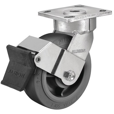 Albion 18Xs04229sfbe 4'' X 2'' Non-Marking Rubber Soft Flat Swivel Caster, Face