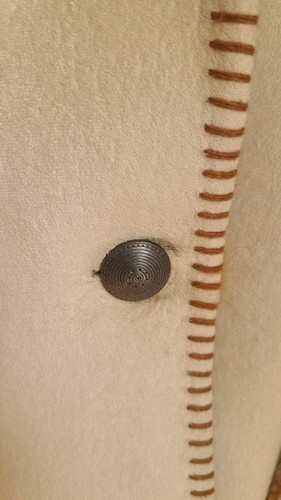 VINTAGE COLDWATER CREEK FAUX FUR Faux Suede Vegan Cream Winter Coat size XL - Picture 12 of 19