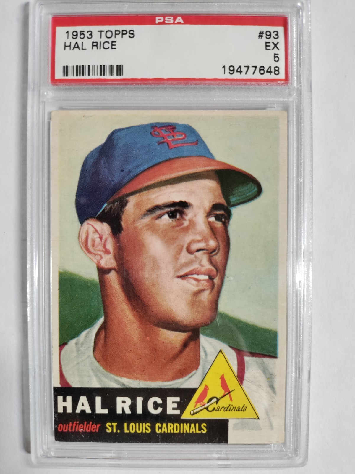Topps 1953 Hal Rice #93 St. Louis Cardinals Base Set PSA 5 Bio Info Black