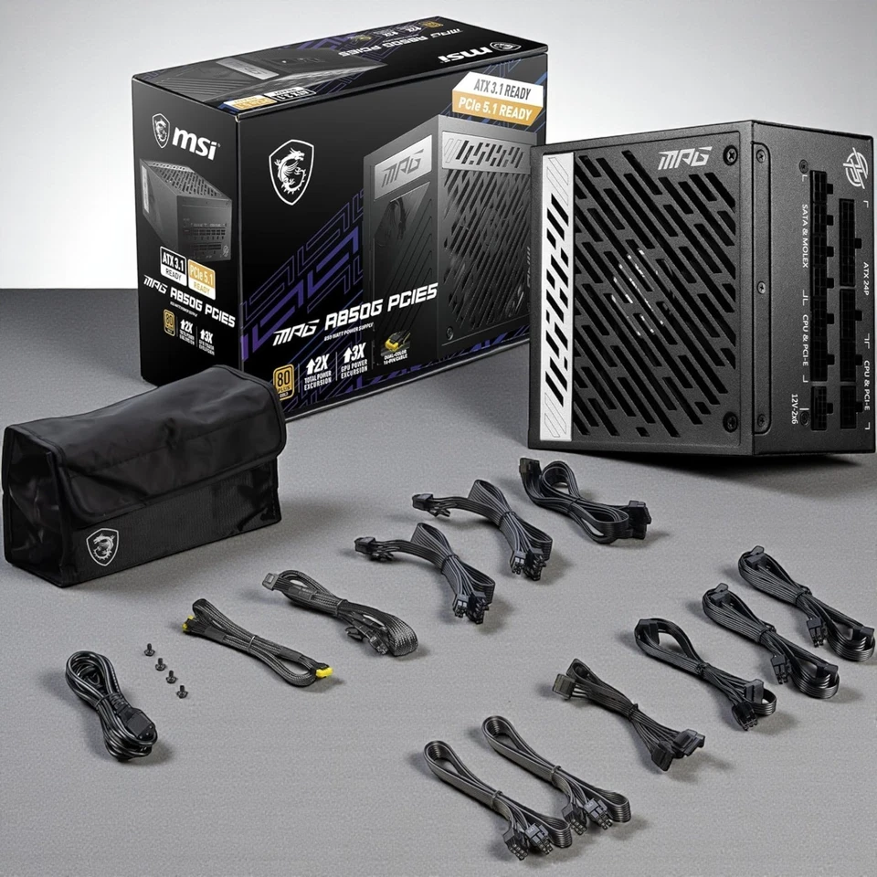 Netzteil MSI MAG A850G PCIE5 850W Gold Vollmodular ATX 3.1 Gaming - Bild 4 von 4