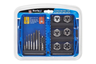 Blue Spot Tools 13-teiliges metrisches Gewindebohrer- & Schneideisen-Set (M3-M10)