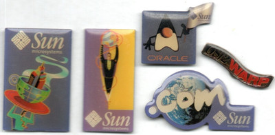  Pin-Konvolut 5 PC Computer Pins Oracle SUN Microsystems OS2/WARP Rarität  