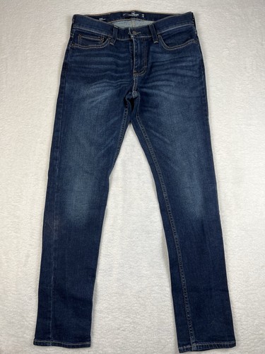 Hollister Jeans Uomo Epic Flex 29x30 Blu Scuro Skinny - Foto 1 di 6