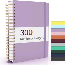 Forvencer Lined Spiral Journal Notebook with 300 Numbered Pages, B5, Purple 