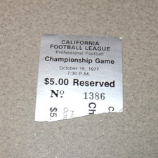 California Football League Semi-Pro Championship Game 10/15/1977 Ticket Stub