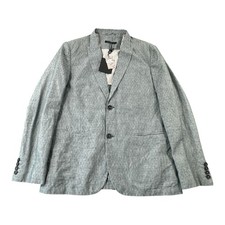 John Varvatos Blue Native Print Unstructured Linen Cotton Men  s Blazer SZ 42 NWT