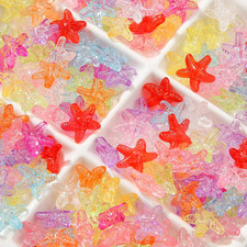 200Pcs Starfish Beads Ocean Style Beads Acrylic Assorted Color Bead for Bracelet