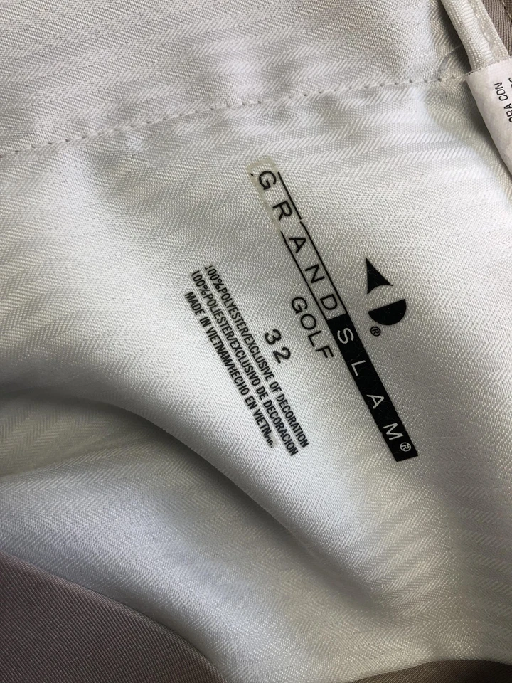 Grand Slam Golf Shorts Mens 32 Khaki Tan Flat Front Performance Active Pockets - Image 3 of 4