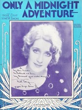 Only A Midnight Adventure Sheet Music Ruth Etting Seymour Simons Edgar Leslie