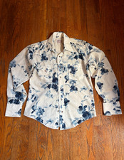 Vintage H Bar C Ranchwear Long Tail Pearl Snap Floral Shirt 16-34