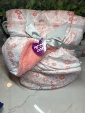 Parents Choice Coral Peach Pink Floral Baby Blanket Lovey Floral Flowers NEW