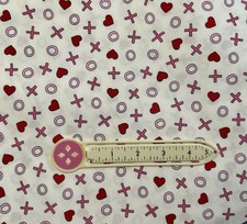 Fat 8 scrap "Try Me" Valentine Hearts X O Red, Pink White Fabric 1.32 ship