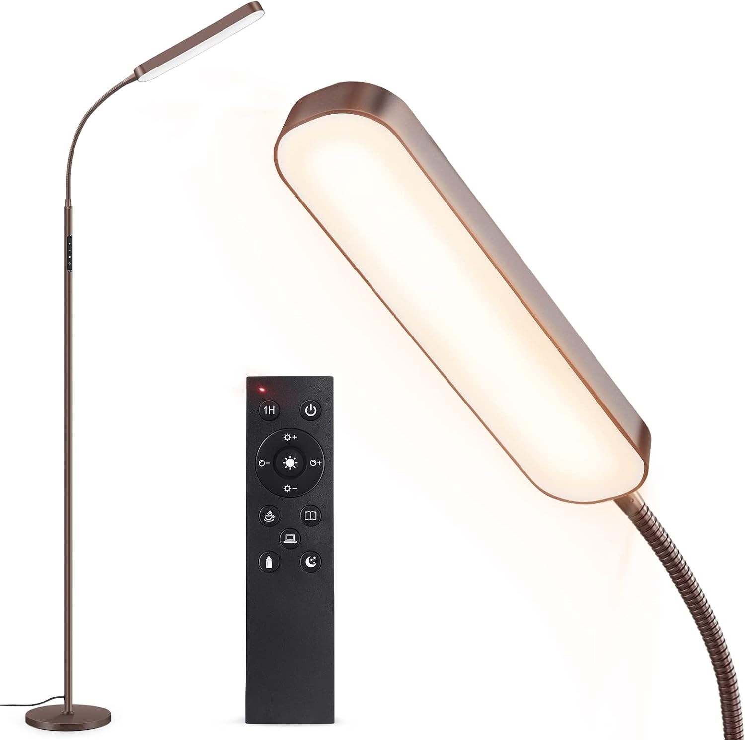 Lampada Da Terra Con Paralume Pieghettato E Asta In Effetto Legno – Telecomando, Pedale E App, 3 Temperature Colore