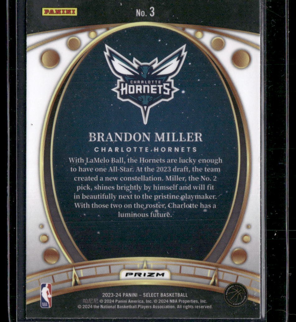 2023-24 Panini Select Brandon Miller #3 Lodestars Green Prizms