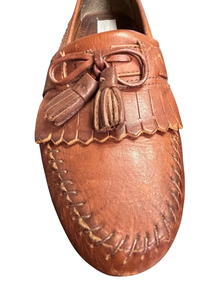 Zapatos de Vestir Mocasines Meeting Street Cuero Rio Borla Talla 11M Marrón Hecho en Italia Foto 2 de 4