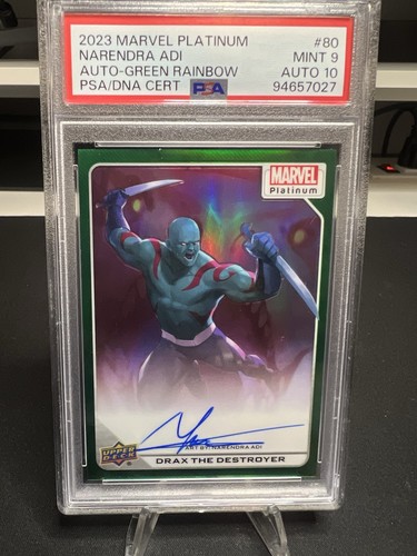 2023 Upper Deck Marvel Platinum Drax #80 Artist Auto Green Rainbow 06/10 PSA 9