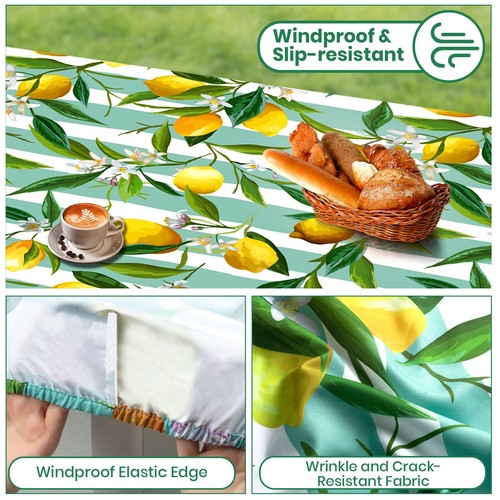 Picnic Table Cover with Bench Covers: Elastic Fitted Water-Resistant Windproo - Picture 3 of 6
