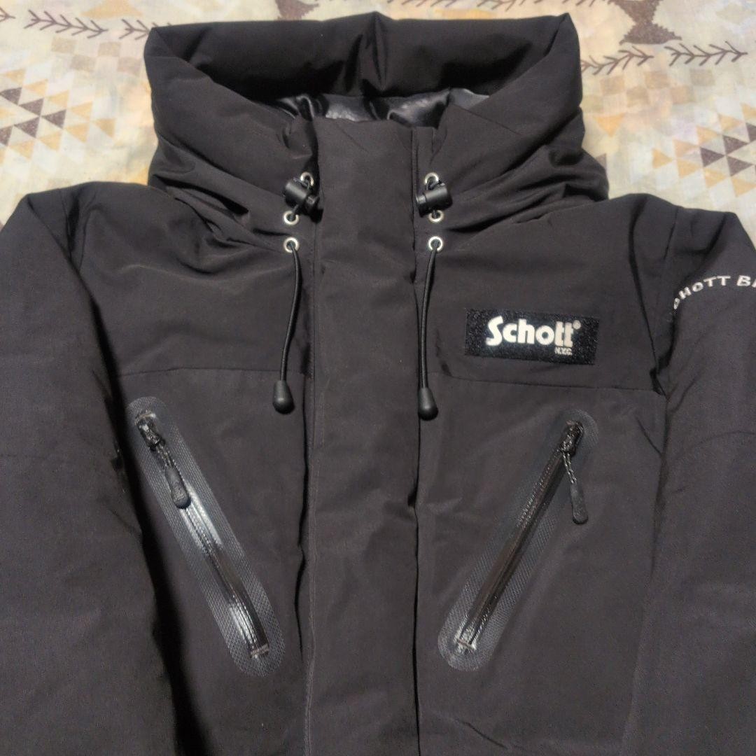 Schott 2TONE DOWN JACKET Coat Polyester Black Log… - image 2