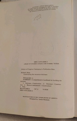 Vintage 1975 “Constructing the Mountain Dulcimer” – Dean Kimball HC - Bild 5 von 13