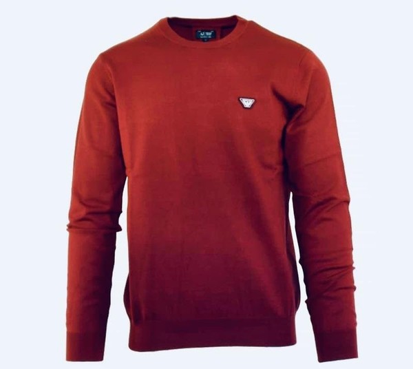 Men Armani Jeans Sweater Burgundy Cotton 40 /L /