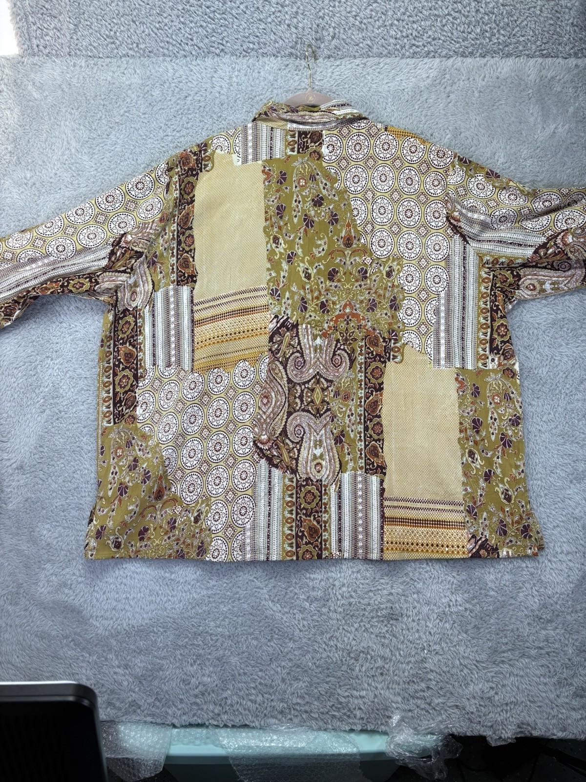Ulla Popken Patchwork Button Up Shirt Sz 28/30 Pa… - image 3