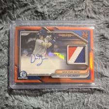 Topps 2024 Bowman Chrome Auto Relics Drew Gilbert Orange /25 Mets Rookie