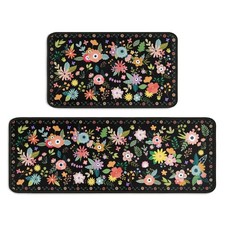 Kuyig Home Kitchen Mats for Floor Floral Kitchen Rugs Sets of 2 Non Slip Abso...