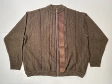 Vintage Tosani Canada 2XL Full Zip Sweater Jacket Brown Wool Blend Textured Knit