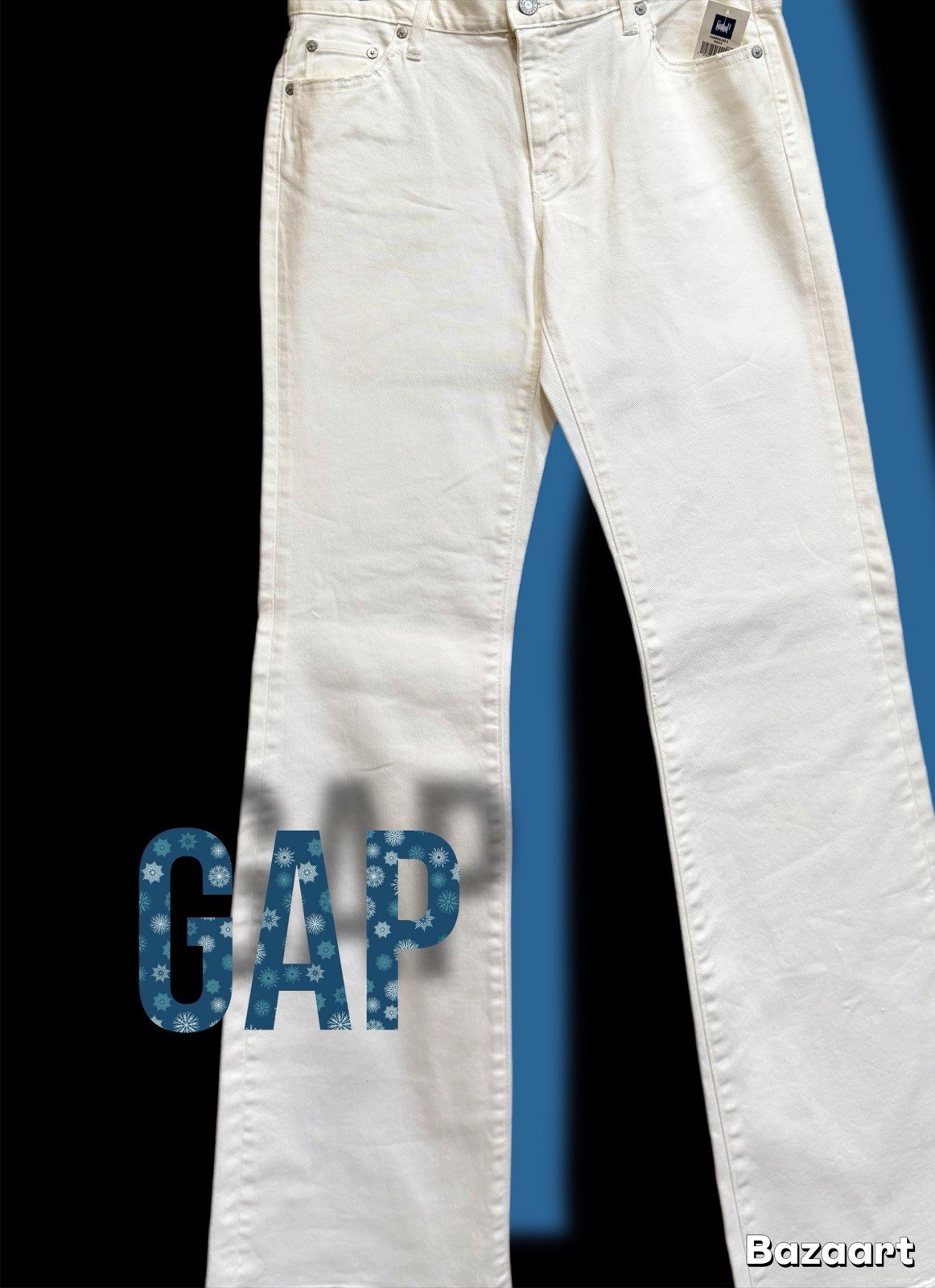 Gap Stretch Low-Rise Bootcut White Denim Jeans 5-Pocket Design Women