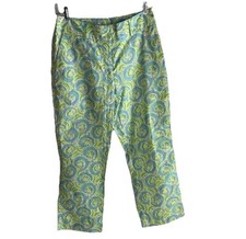 VTG Lilly Pulitzer Size 4 Crop Pants Leapin Lizard Chino Zip Front White Label